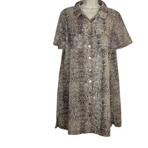 Verango Womens Mini Shirt Dress Python Snake Print Pockets 10 New
